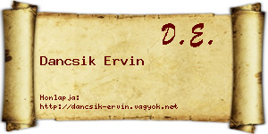 Dancsik Ervin névjegykártya